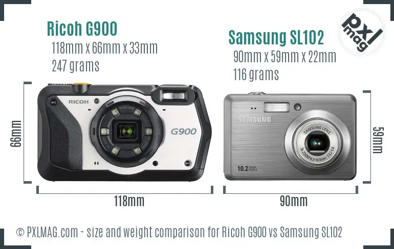 Ricoh G900 vs Samsung SL102 size comparison