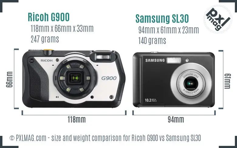 Ricoh G900 vs Samsung SL30 size comparison