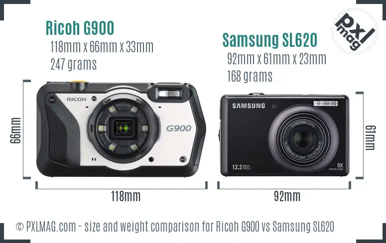 Ricoh G900 vs Samsung SL620 size comparison