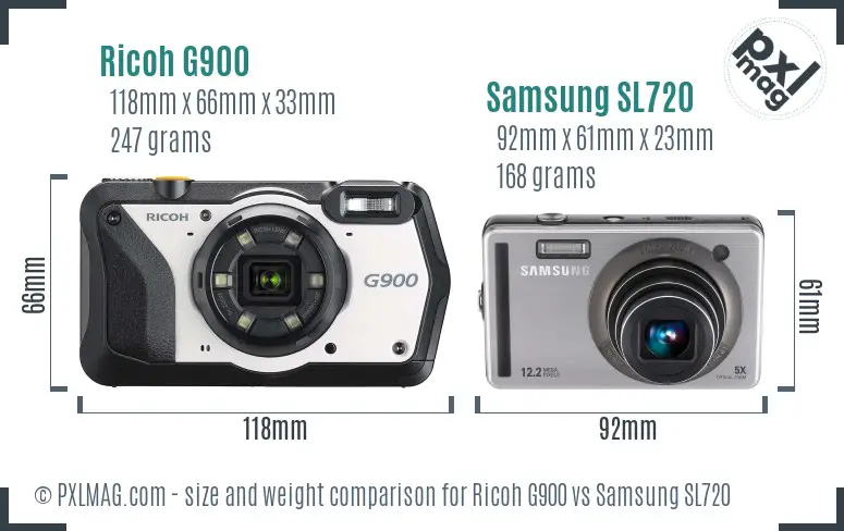 Ricoh G900 vs Samsung SL720 size comparison