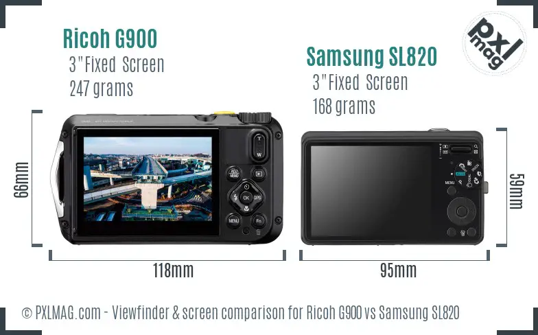 Ricoh G900 vs Samsung SL820 Screen and Viewfinder comparison