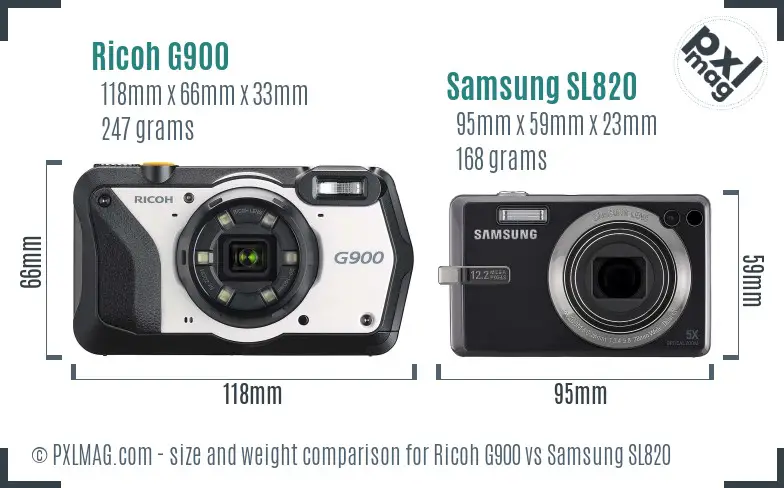 Ricoh G900 vs Samsung SL820 size comparison