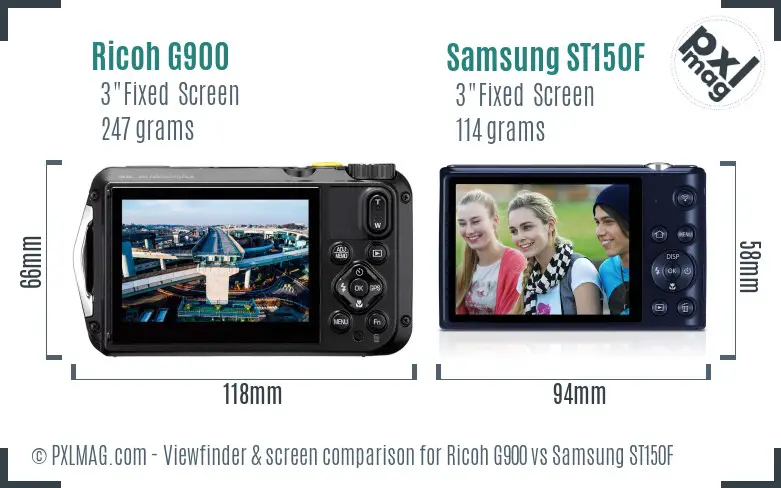 Ricoh G900 vs Samsung ST150F Screen and Viewfinder comparison