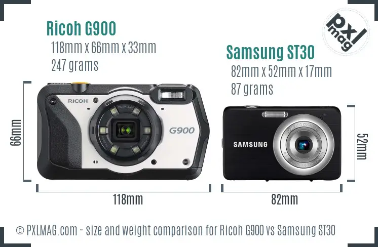 Ricoh G900 vs Samsung ST30 size comparison