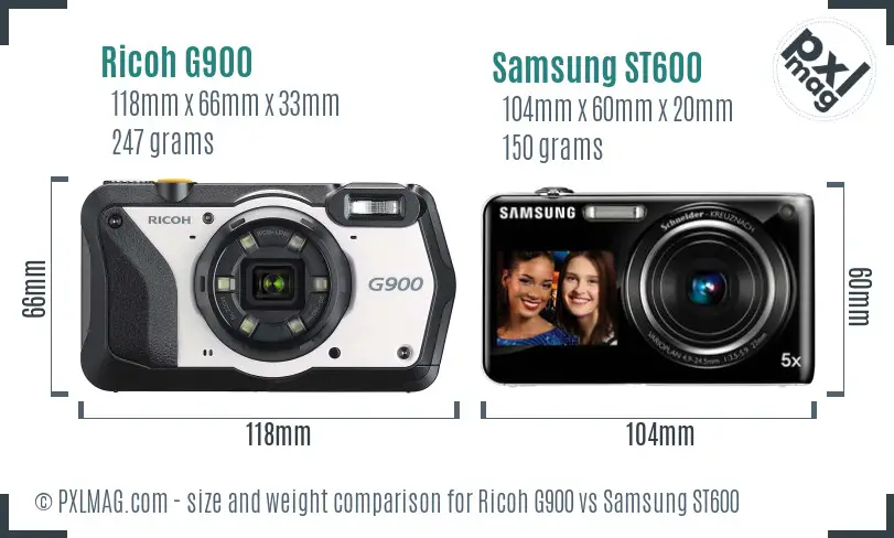 Ricoh G900 vs Samsung ST600 size comparison