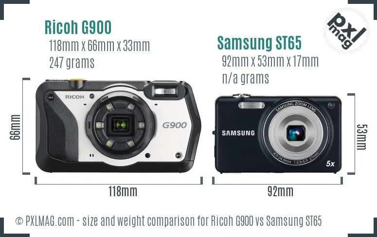 Ricoh G900 vs Samsung ST65 size comparison