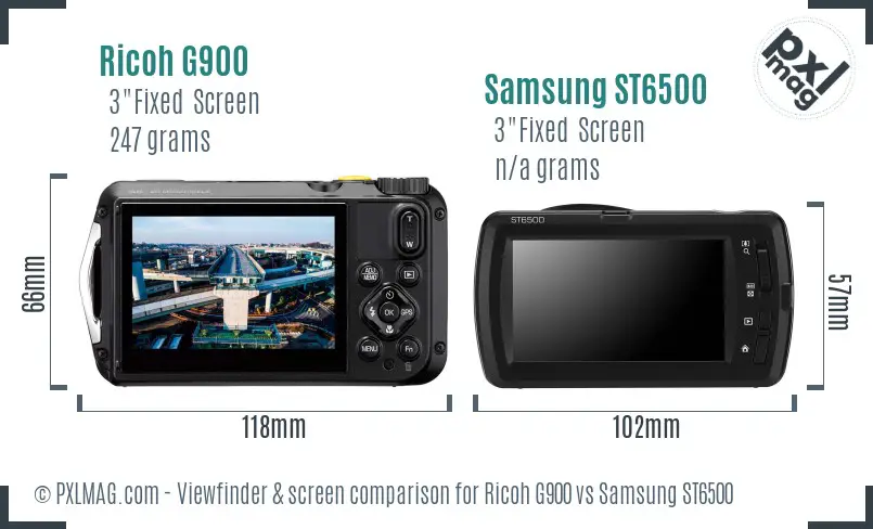 Ricoh G900 vs Samsung ST6500 Screen and Viewfinder comparison
