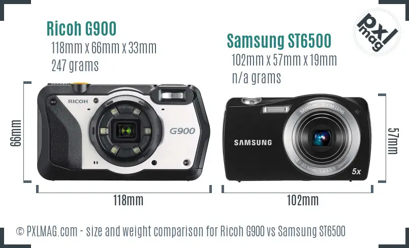 Ricoh G900 vs Samsung ST6500 size comparison
