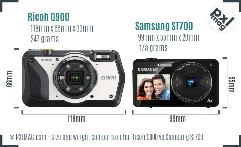 Ricoh G900 vs Samsung ST700 size comparison