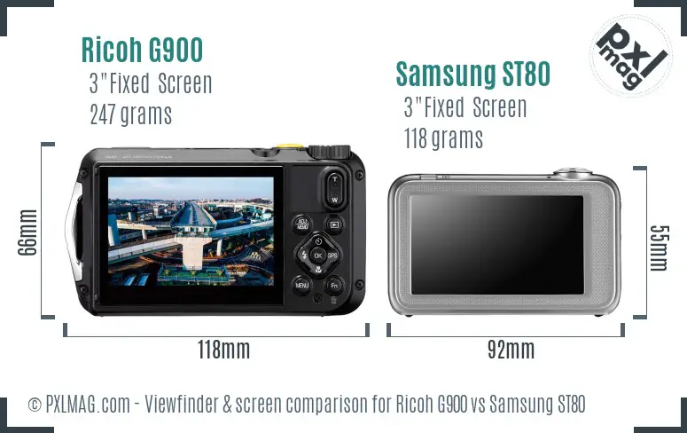 Ricoh G900 vs Samsung ST80 Screen and Viewfinder comparison