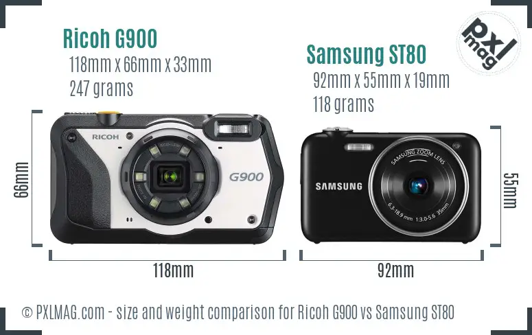 Ricoh G900 vs Samsung ST80 size comparison