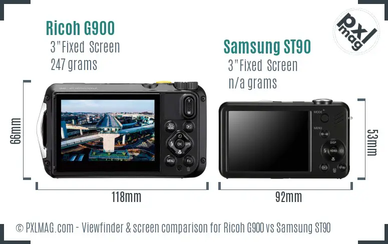 Ricoh G900 vs Samsung ST90 Screen and Viewfinder comparison