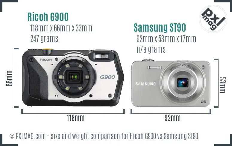 Ricoh G900 vs Samsung ST90 size comparison