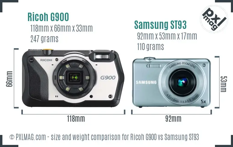 Ricoh G900 vs Samsung ST93 size comparison