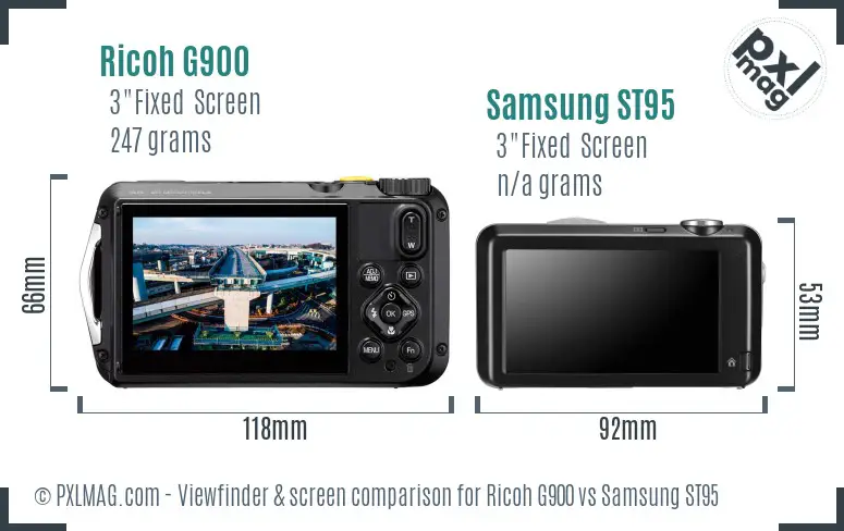 Ricoh G900 vs Samsung ST95 Screen and Viewfinder comparison