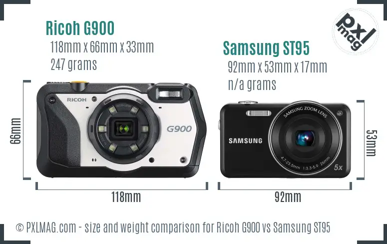 Ricoh G900 vs Samsung ST95 size comparison