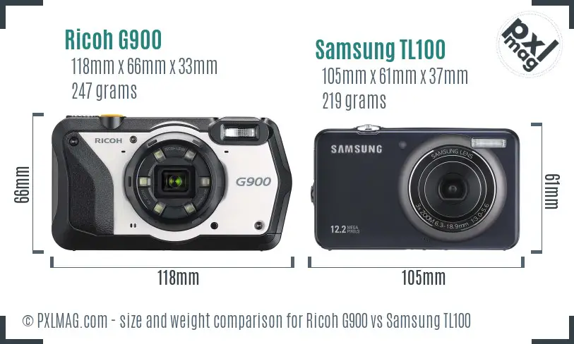 Ricoh G900 vs Samsung TL100 size comparison