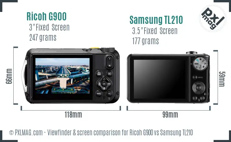 Ricoh G900 vs Samsung TL210 Screen and Viewfinder comparison
