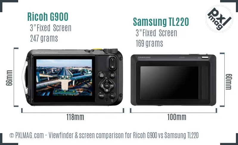 Ricoh G900 vs Samsung TL220 Screen and Viewfinder comparison