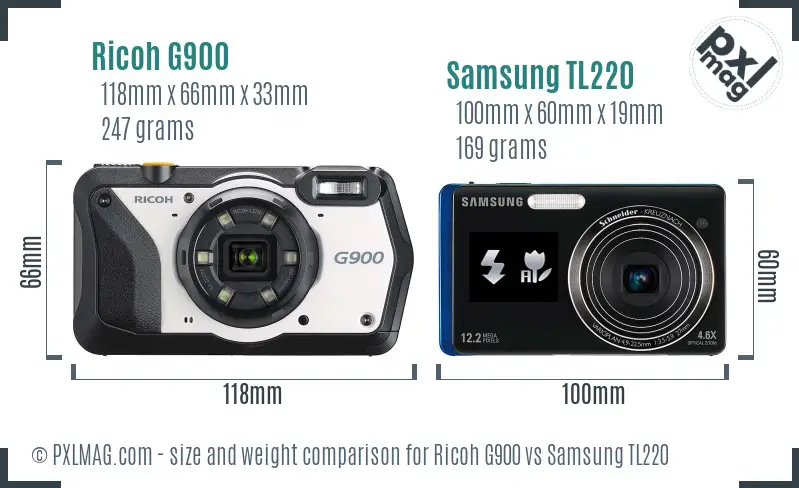 Ricoh G900 vs Samsung TL220 size comparison