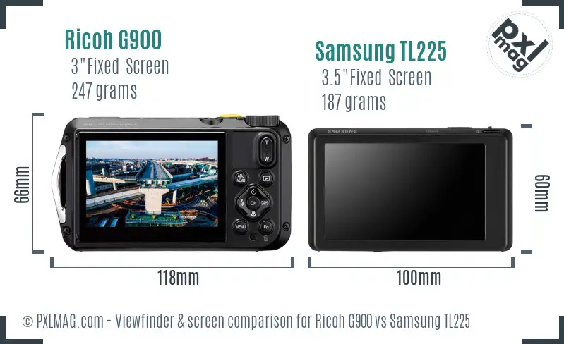 Ricoh G900 vs Samsung TL225 Screen and Viewfinder comparison