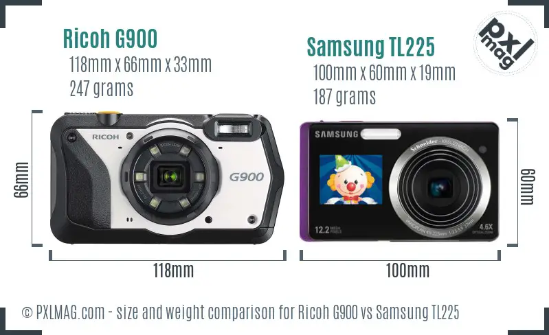 Ricoh G900 vs Samsung TL225 size comparison