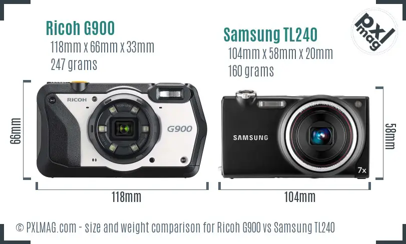 Ricoh G900 vs Samsung TL240 size comparison