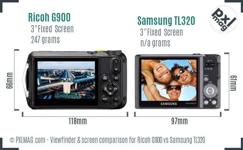 Ricoh G900 vs Samsung TL320 Screen and Viewfinder comparison