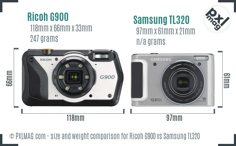 Ricoh G900 vs Samsung TL320 size comparison