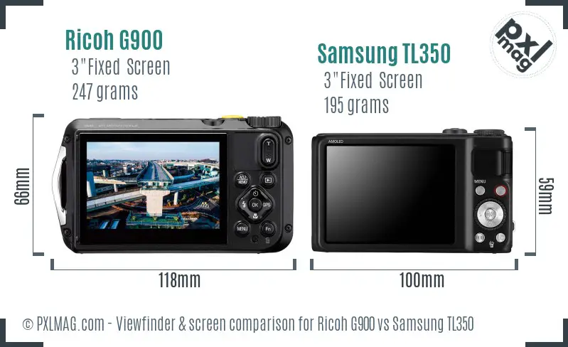 Ricoh G900 vs Samsung TL350 Screen and Viewfinder comparison