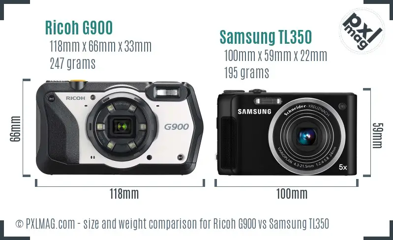 Ricoh G900 vs Samsung TL350 size comparison