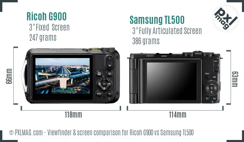 Ricoh G900 vs Samsung TL500 Screen and Viewfinder comparison