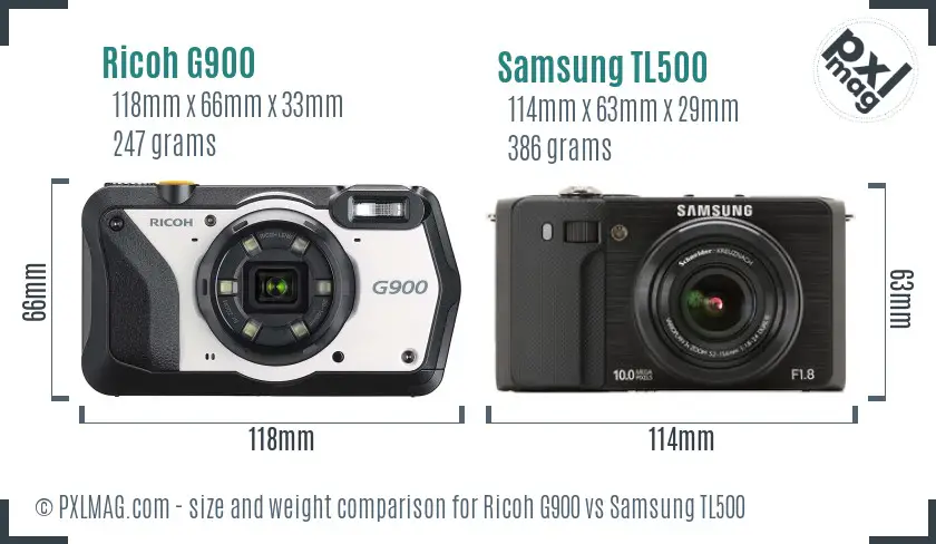 Ricoh G900 vs Samsung TL500 size comparison