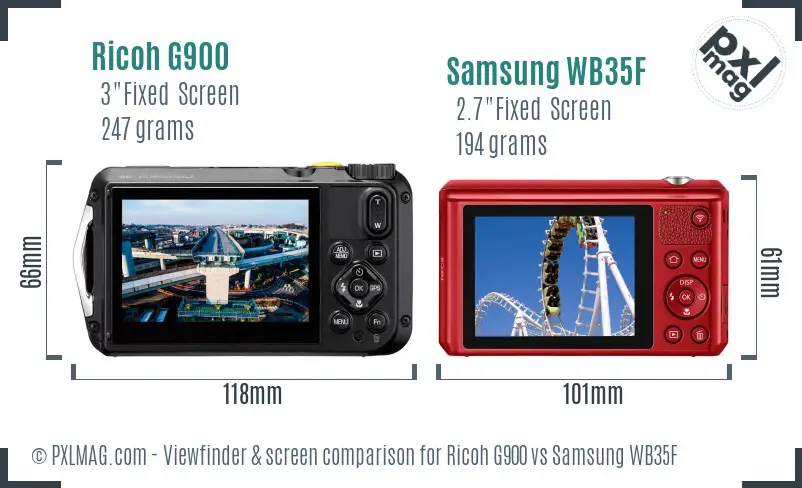 Ricoh G900 vs Samsung WB35F Screen and Viewfinder comparison