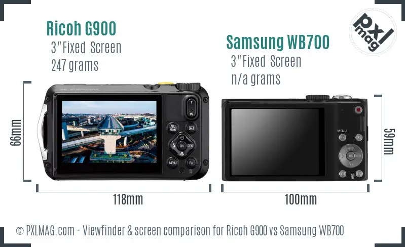 Ricoh G900 vs Samsung WB700 Screen and Viewfinder comparison