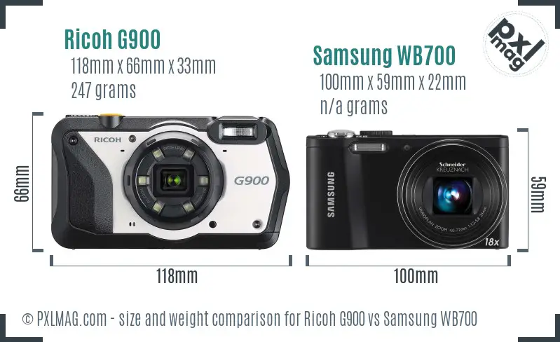 Ricoh G900 vs Samsung WB700 size comparison