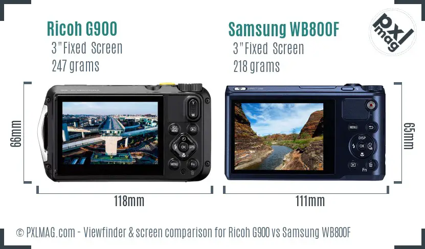 Ricoh G900 vs Samsung WB800F Screen and Viewfinder comparison