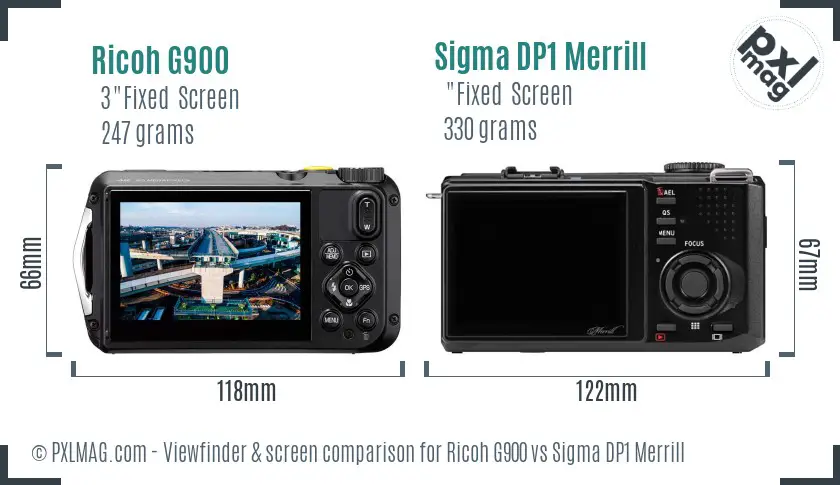 Ricoh G900 vs Sigma DP1 Merrill Screen and Viewfinder comparison