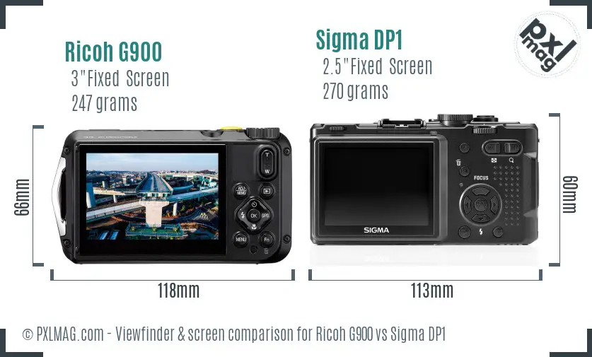 Ricoh G900 vs Sigma DP1 Screen and Viewfinder comparison