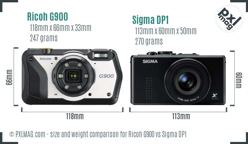 Ricoh G900 vs Sigma DP1 size comparison