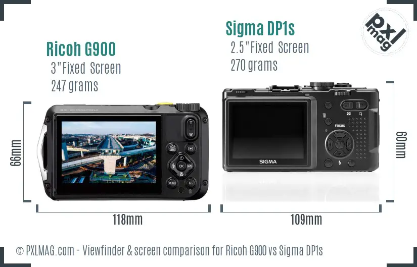 Ricoh G900 vs Sigma DP1s Screen and Viewfinder comparison