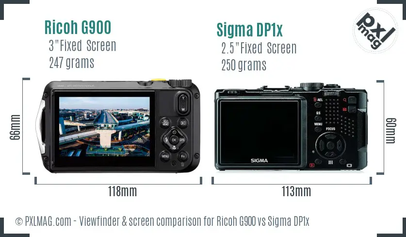 Ricoh G900 vs Sigma DP1x Screen and Viewfinder comparison