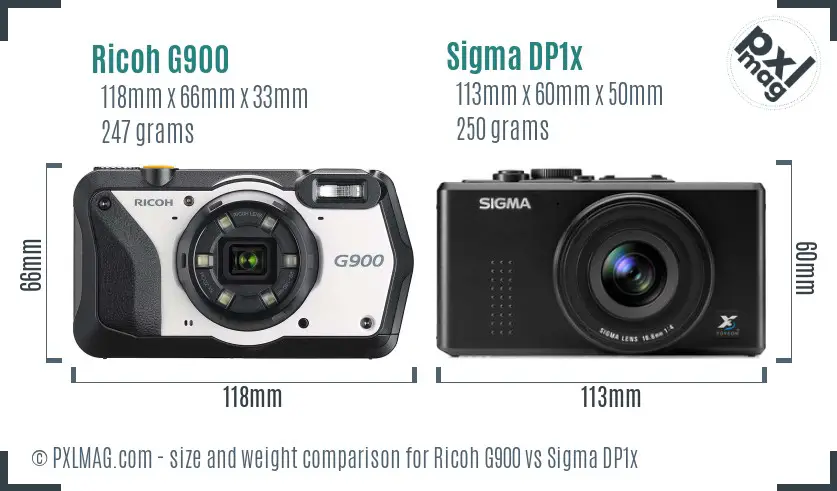 Ricoh G900 vs Sigma DP1x size comparison