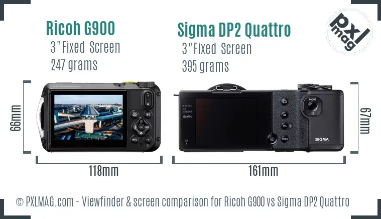 Ricoh G900 vs Sigma DP2 Quattro Screen and Viewfinder comparison