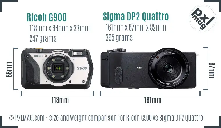 Ricoh G900 vs Sigma DP2 Quattro size comparison