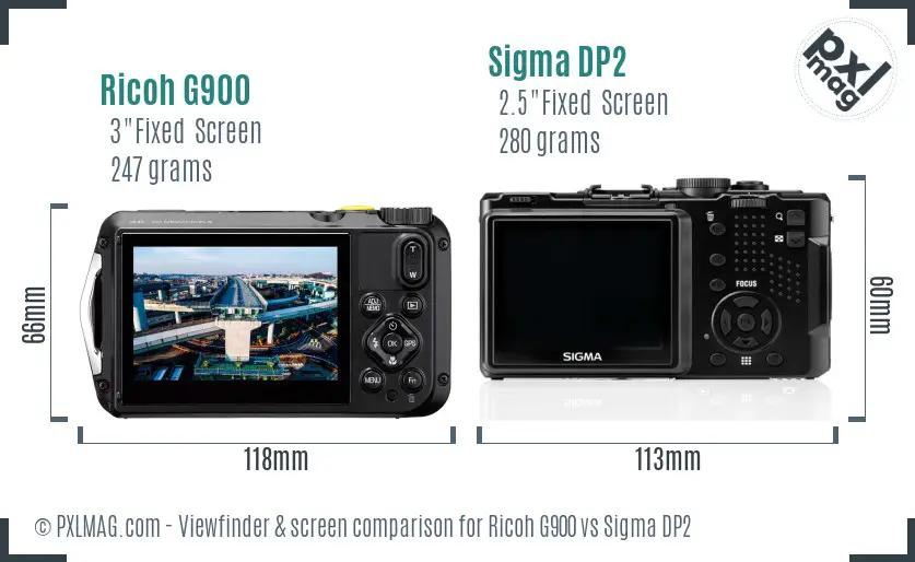 Ricoh G900 vs Sigma DP2 Screen and Viewfinder comparison