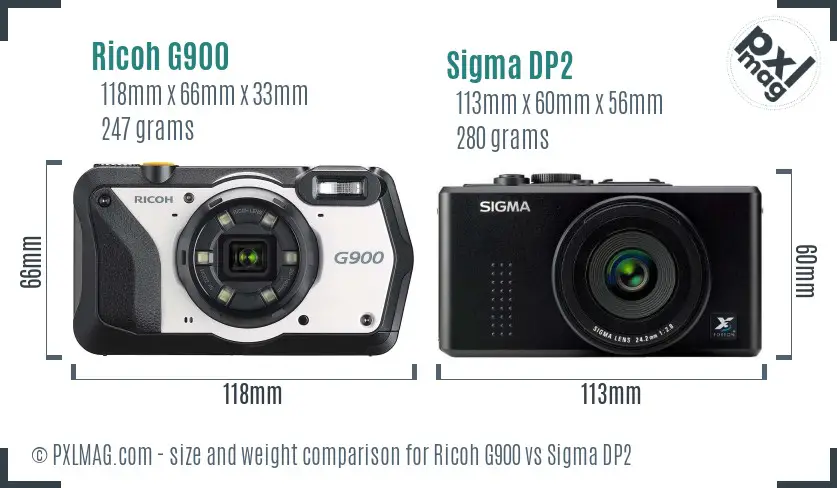 Ricoh G900 vs Sigma DP2 size comparison