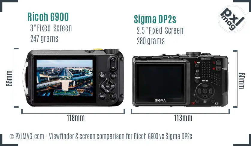 Ricoh G900 vs Sigma DP2s Screen and Viewfinder comparison