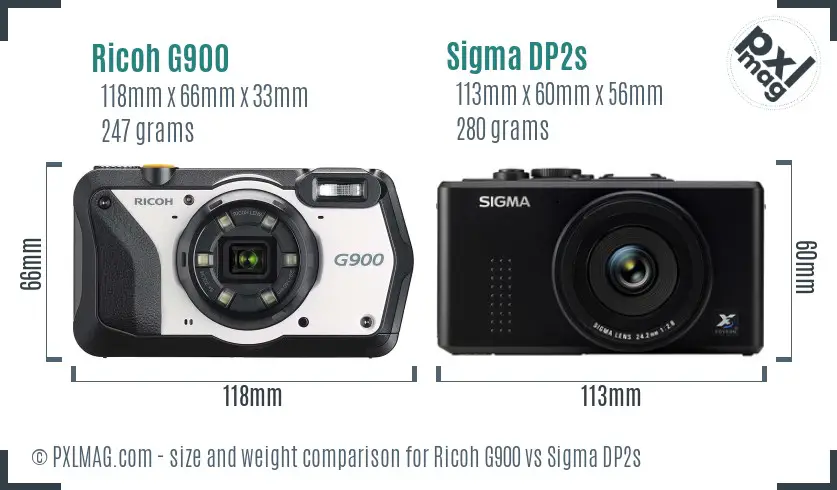 Ricoh G900 vs Sigma DP2s size comparison