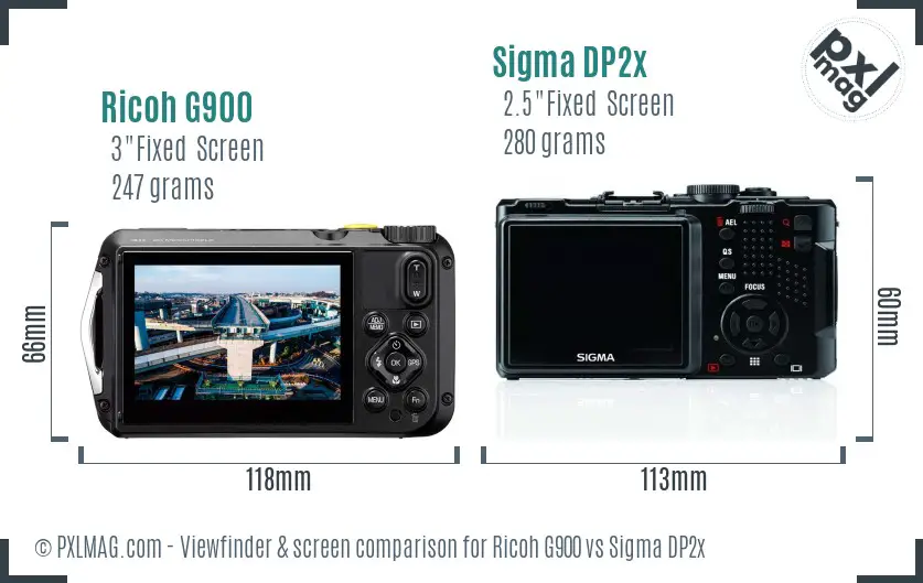 Ricoh G900 vs Sigma DP2x Screen and Viewfinder comparison